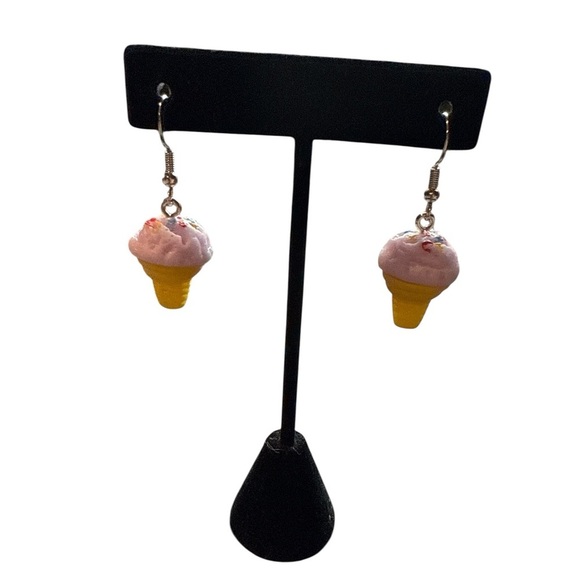 3 For $20 3D Pink and Yellow Ice Cream Cone Dangle Earrings “You Pick 3” - Picture 3 of 7